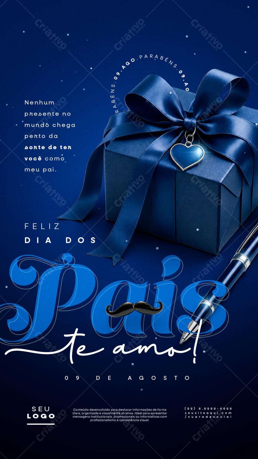 Story Dia dos Pais Agosto Presente Azul PSD Editável
