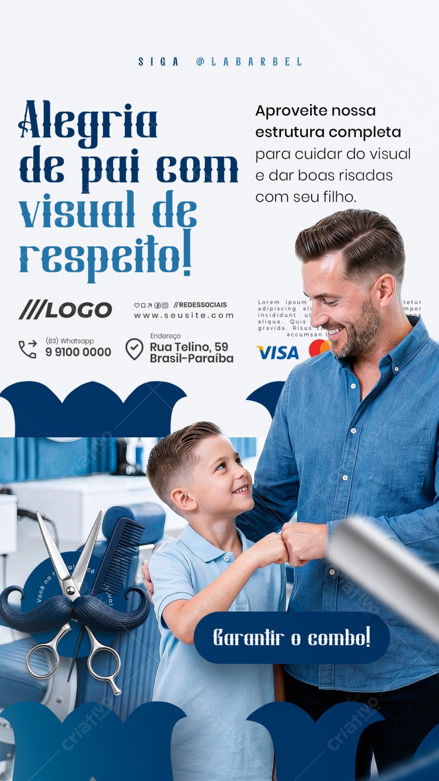 Story Dia dos Pais Barbearia Masculina PSD Editável
