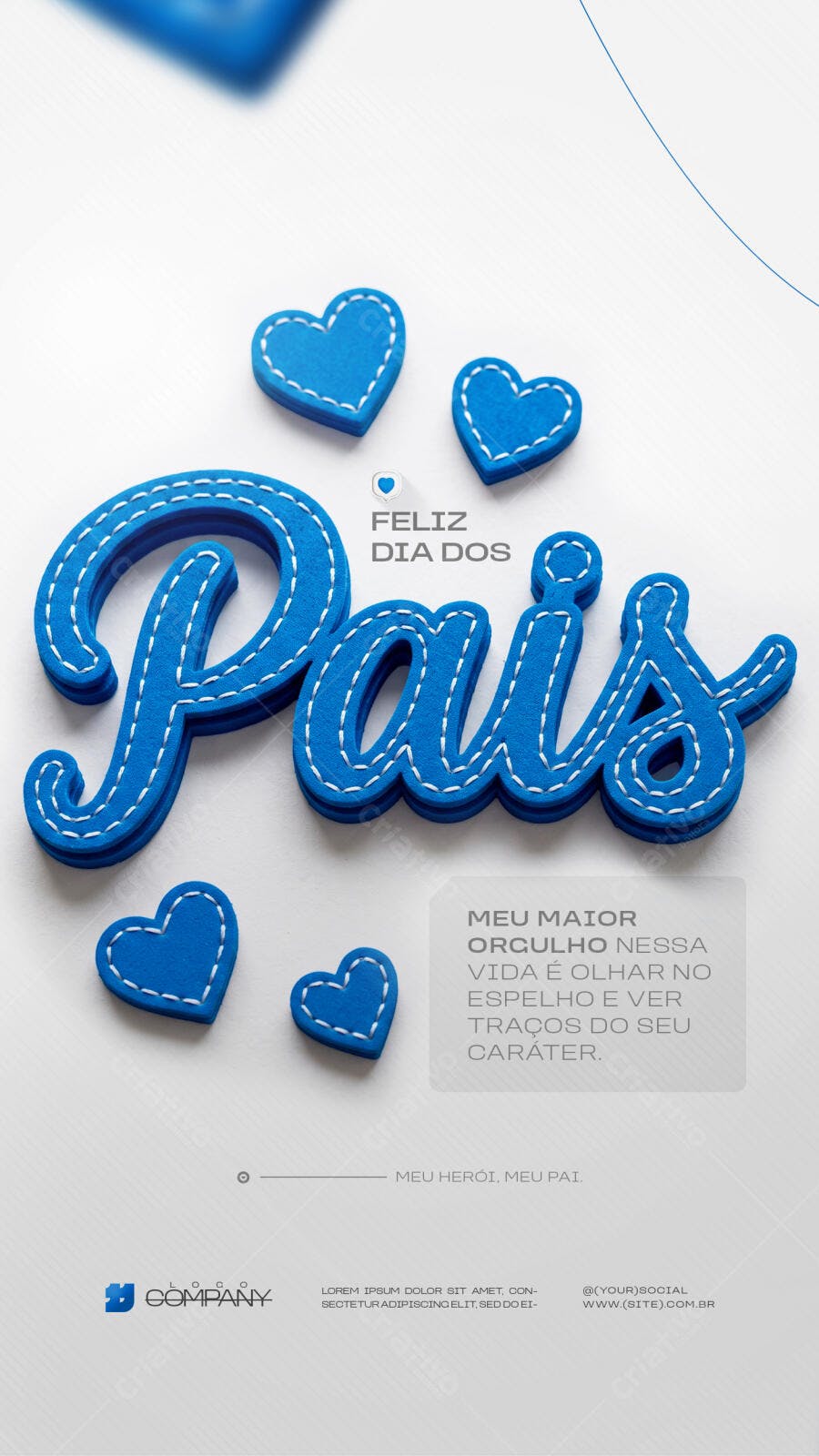 Story Dia dos Pais Corações Azuis PSD Editável