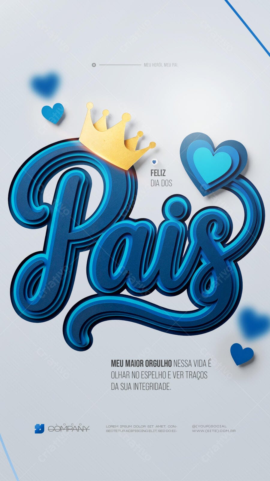 Story Dia dos Pais Coroa Azul PSD Editável