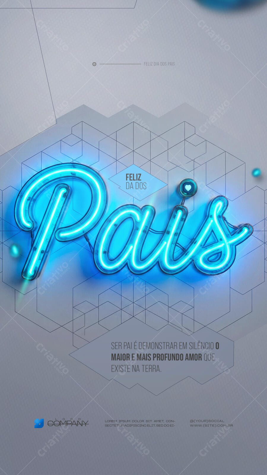 Story Dia dos Pais Neon Azul Moderno PSD Editável