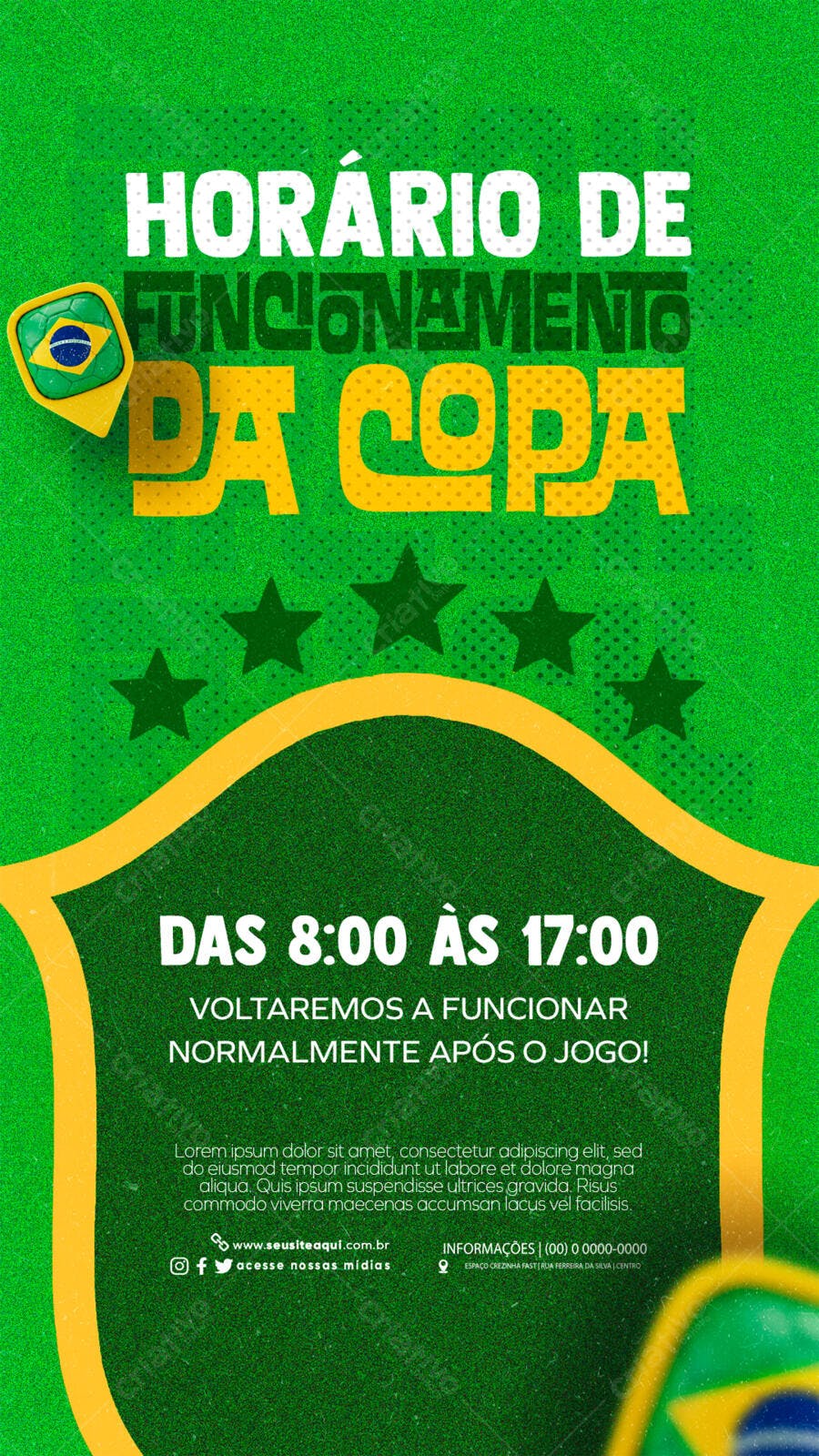 Story Horário Funcionamento Copa do Mundo PSD Editável
