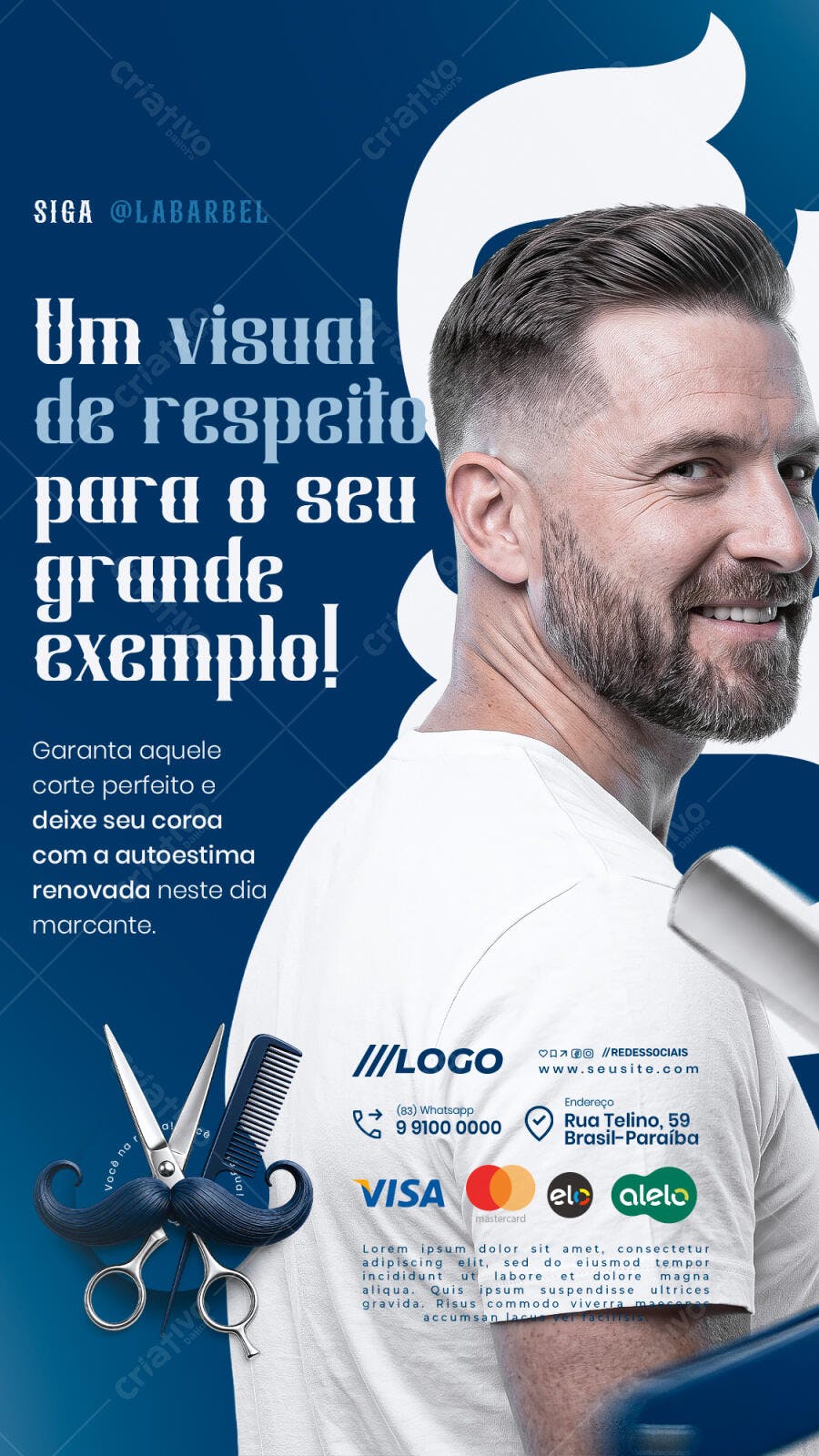 Story Instagram Barbearia Corte Masculino PSD Editável