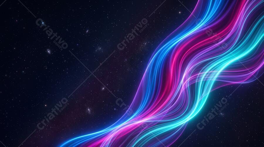 Textura Abstrata Neon Ondas Luminosas Azul Roxo para Fundo Digital