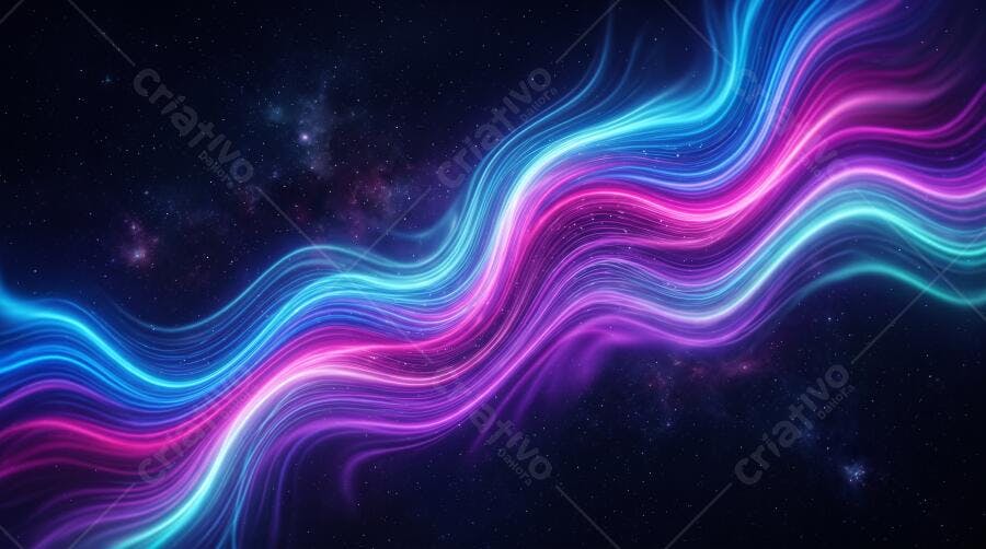 Textura Abstrata Neon Ondulada Azul e Rosa para Fundo