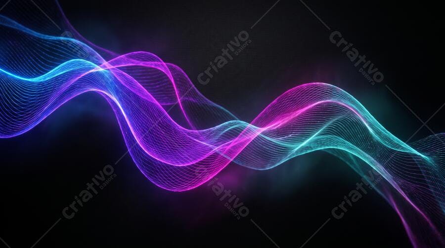 Textura Abstrata Ondas Digitais Neon Azul Roxo para Fundo