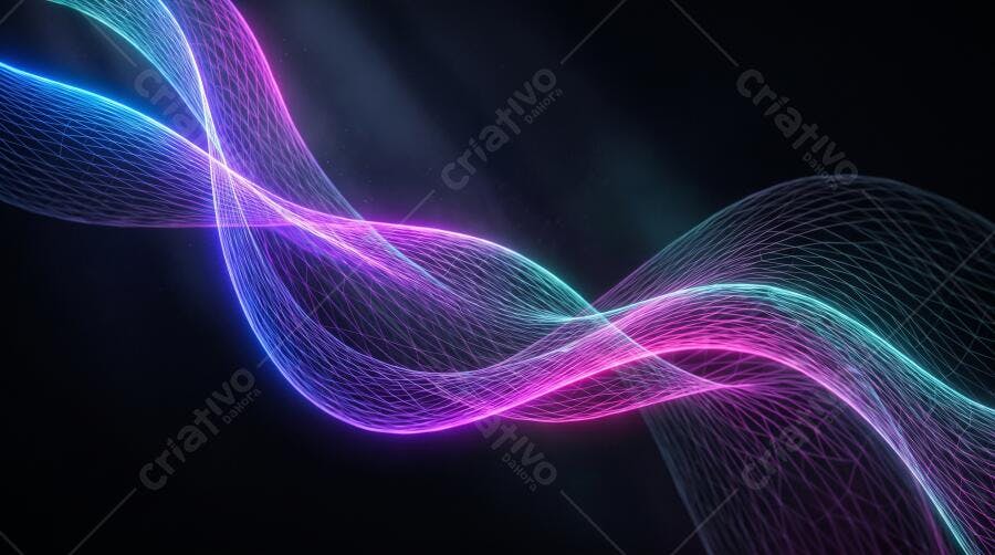 Textura Abstrata Ondas Neon Azul Roxo para Fundo Digital