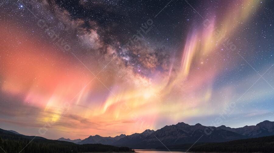 Textura Aurora Boreal Céu Estrelado Noturno para Fundo