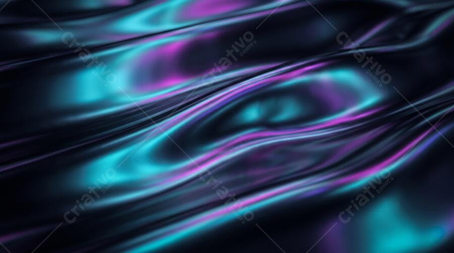 Textura Fluida Holográfica Abstrata Roxa Azul para Fundo