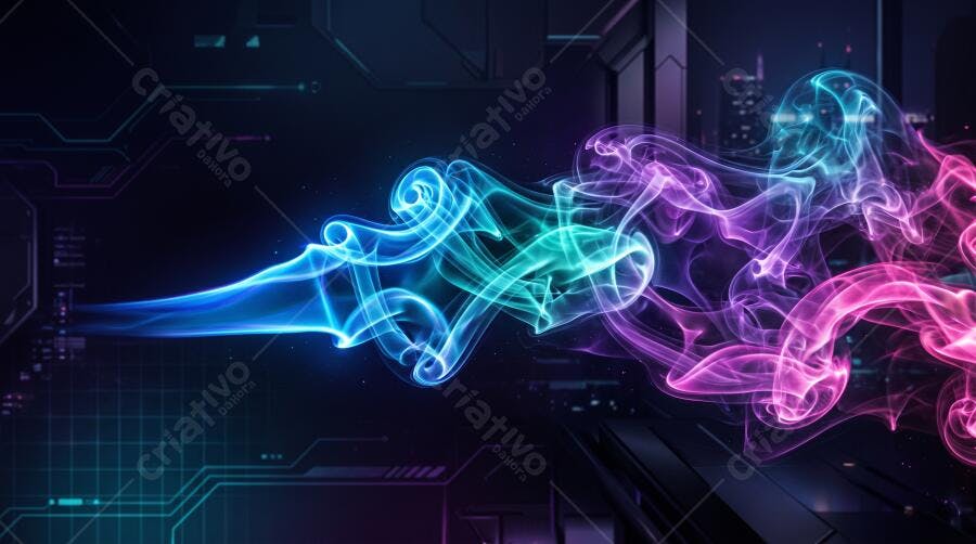Textura Fumaça Neon Abstrata Azul Rosa para Fundo Digital