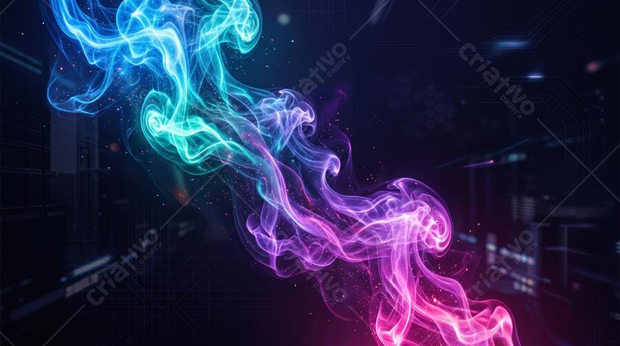 Textura Fumaça Neon Abstrata Colorida para Fundo Digital