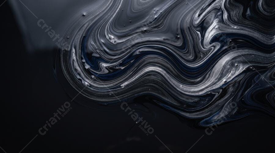 Textura Líquido Abstrato Preto e Branco Fluido para Fundo