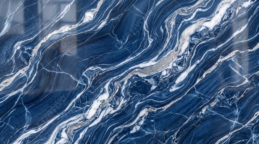 Textura Mármore Azul Polido com Veios Brancos Seamless para Fundo