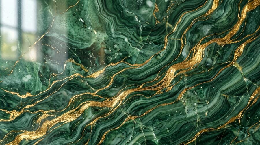 Textura Mármore Verde Esmeralda Dourado Polido Seamless para Fundo