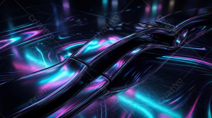 Textura Metal Líquido Neon Abstrato Brilhante para Fundo