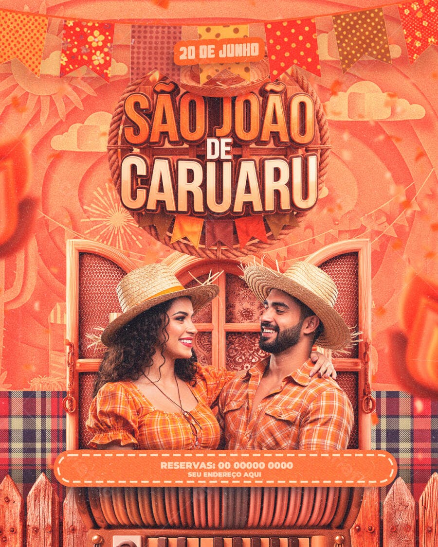 Flyer São João de Caruaru Festa Junina PSD Editável