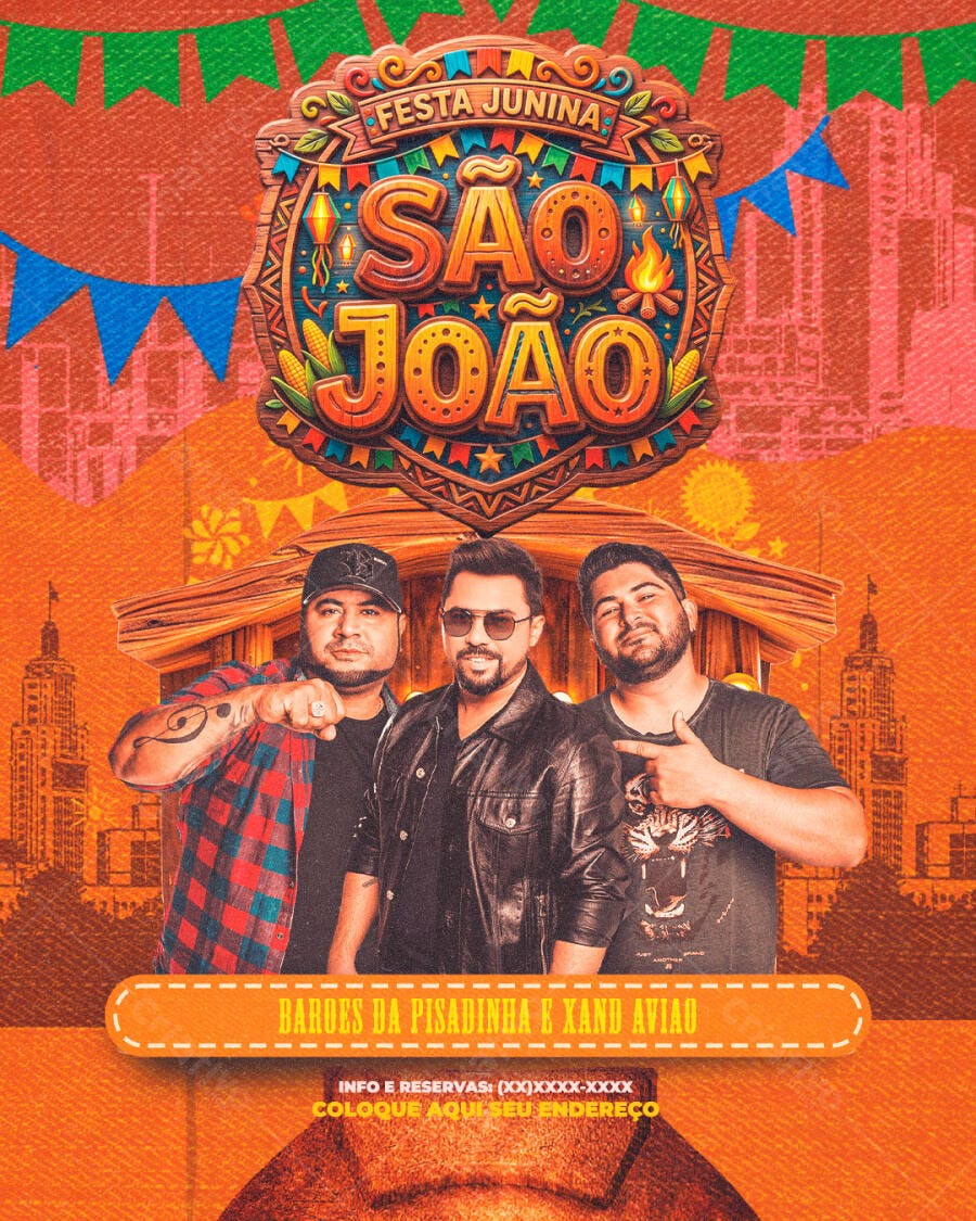 Flyer São João Festa Junina Arraial PSD Editável
