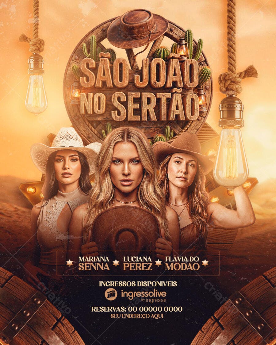Flyer São João No Sertão Festa Junina PSD Editável