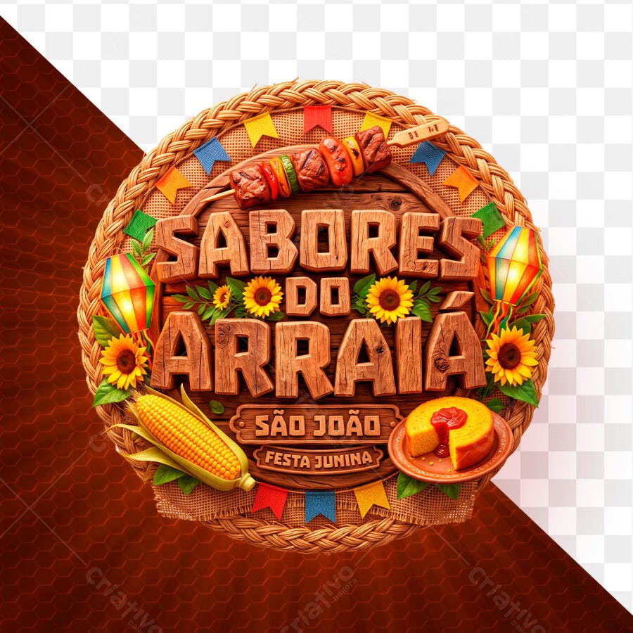 Logo Festa Junina São João Arraial Comida Típica PSD Editável
