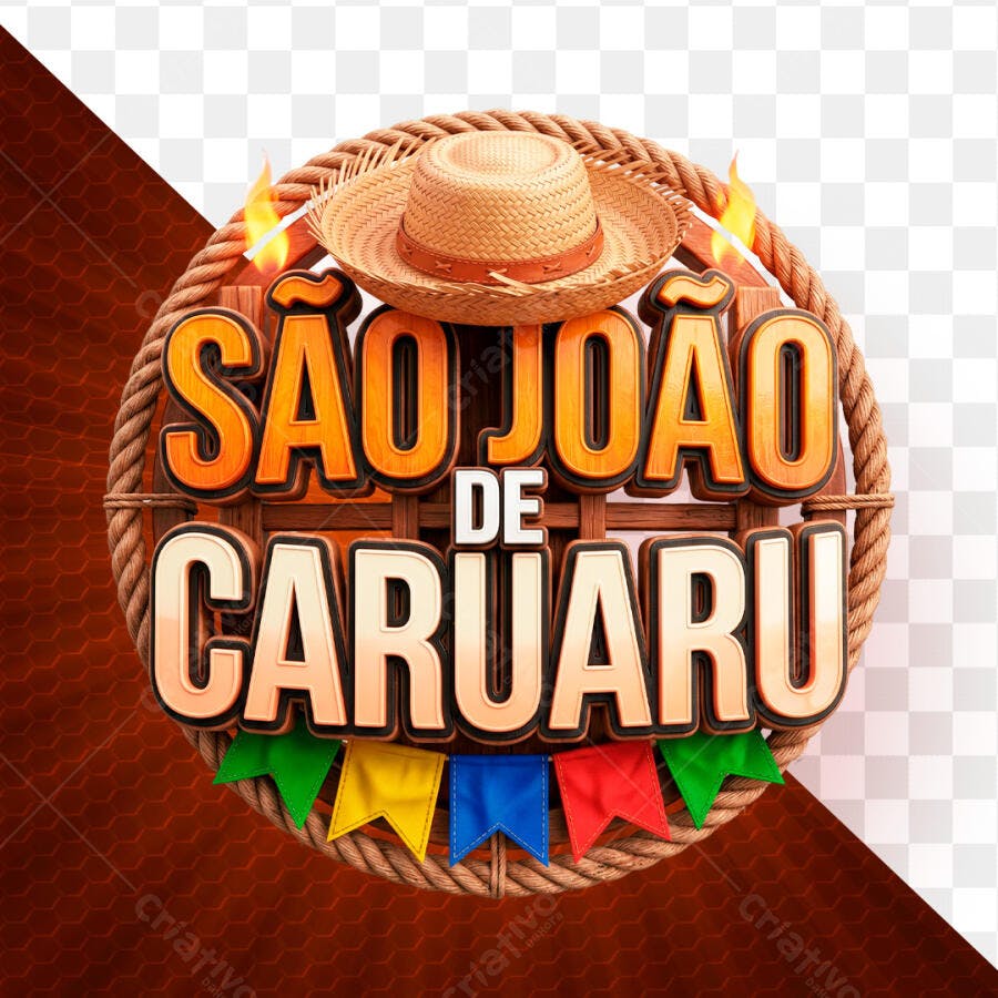 Logo São João de Caruaru Festa Junina PSD Editável