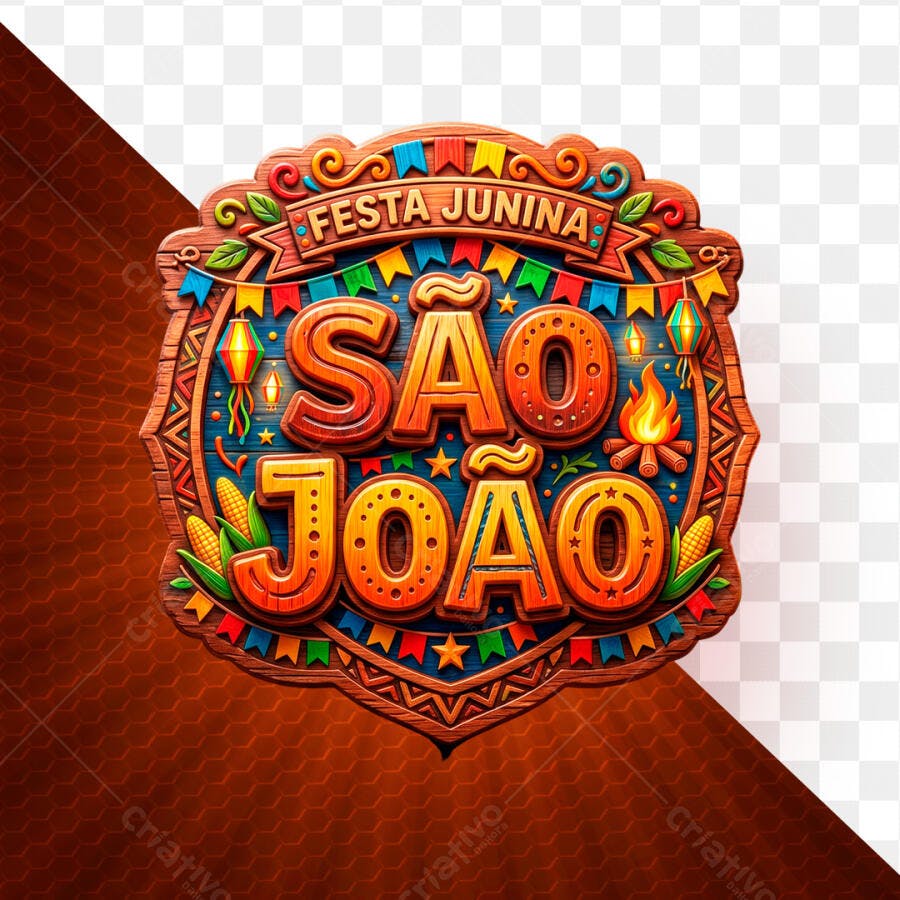 Logo São João Festa Junina Arraial PSD Editável