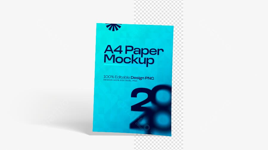 Mockup Papel A4 Frente Fundo Branco Minimalista Editável