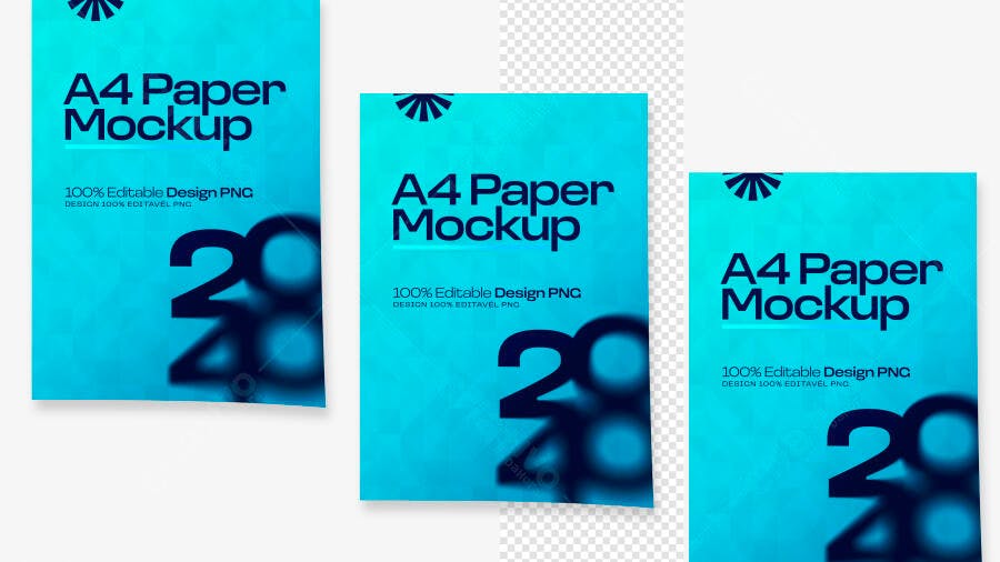 Mockup Papel A4 Frente Fundo Branco Minimalista Editável