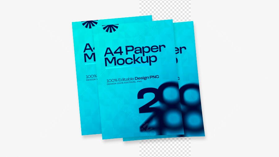 Mockup Papel A4 Realista Fundo Transparente Editável