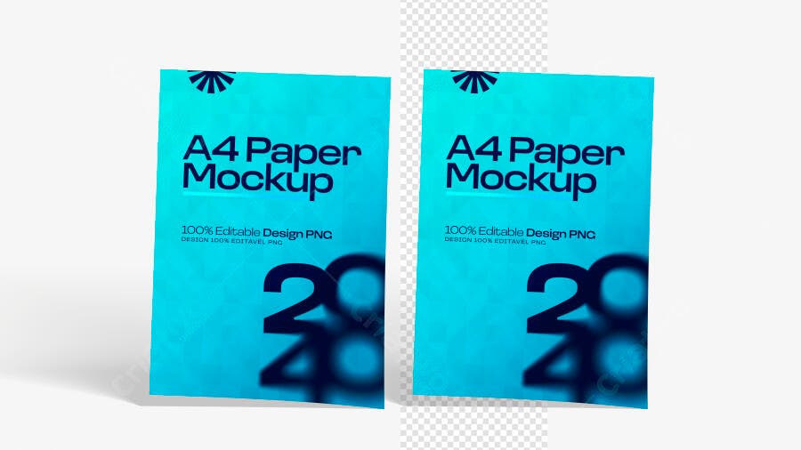 Mockup Papel A4 Vertical Fundo Branco Editável