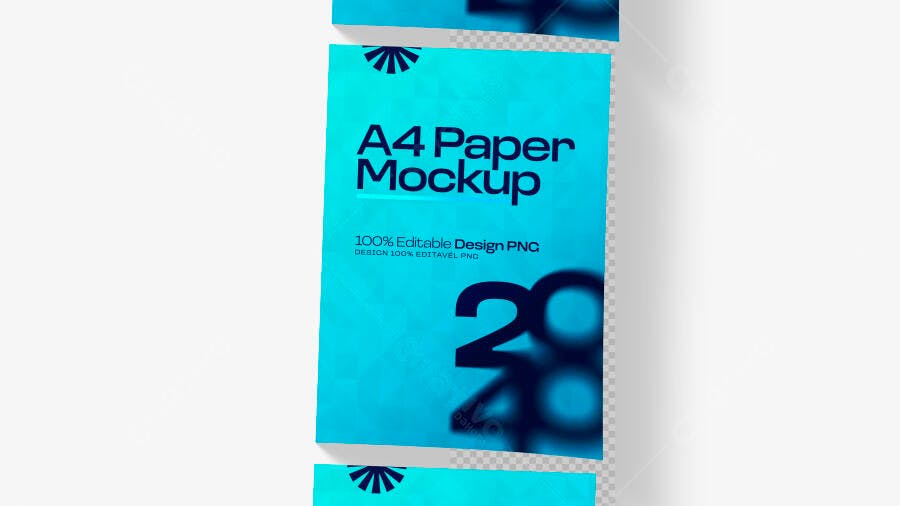 Mockup Papel A4 Vertical Fundo Branco Editável