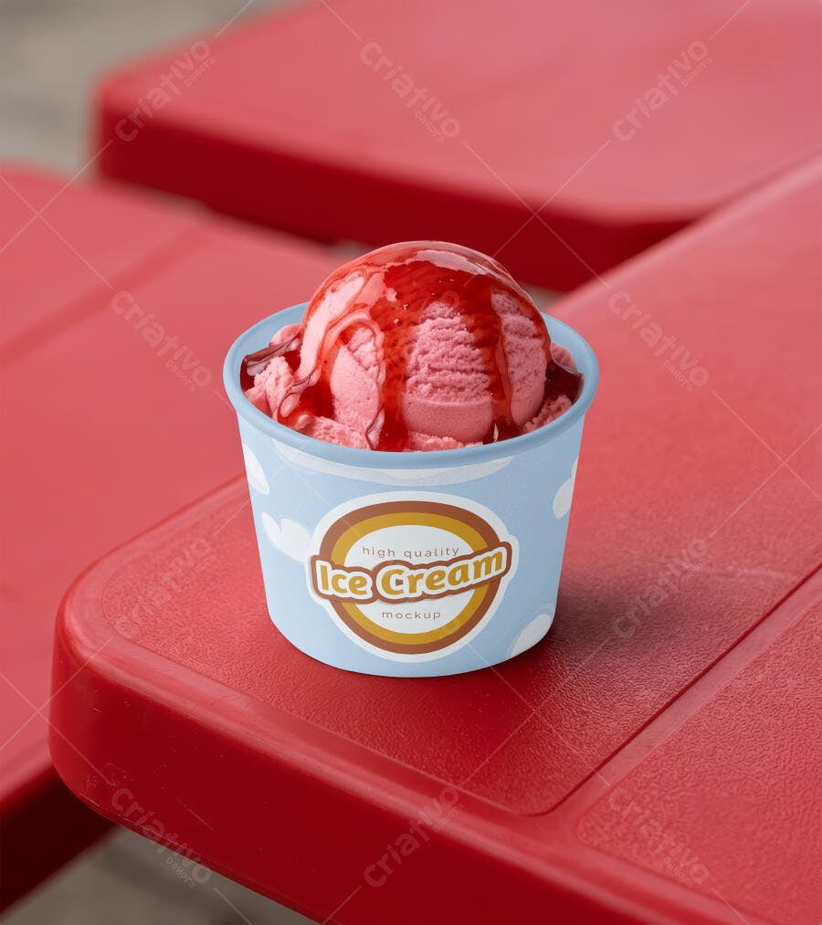 Mockup Pote Sorvete Copo Descartável Plástico Editável