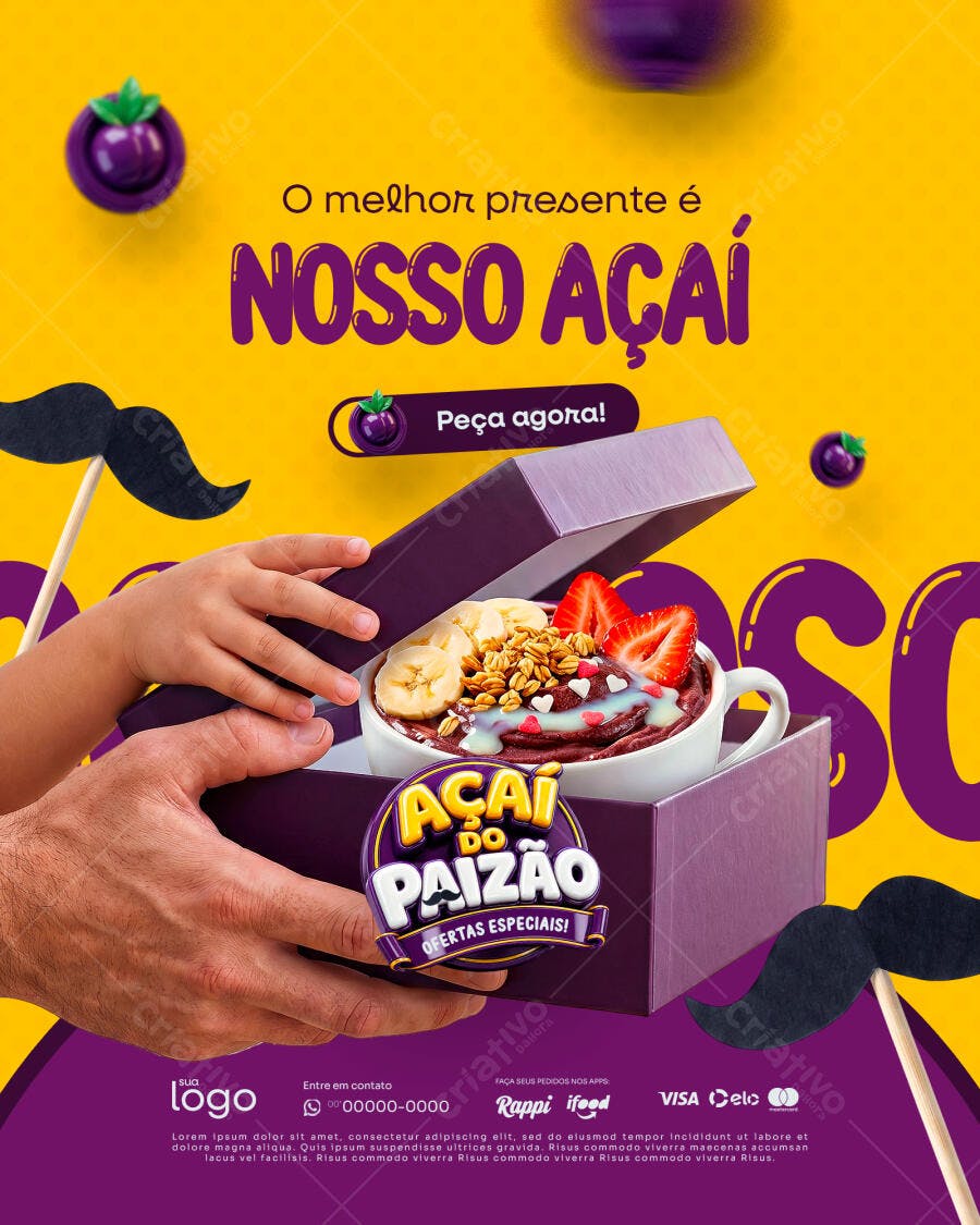 Post Dia dos Pais Açaí do Paizão PSD Editável
