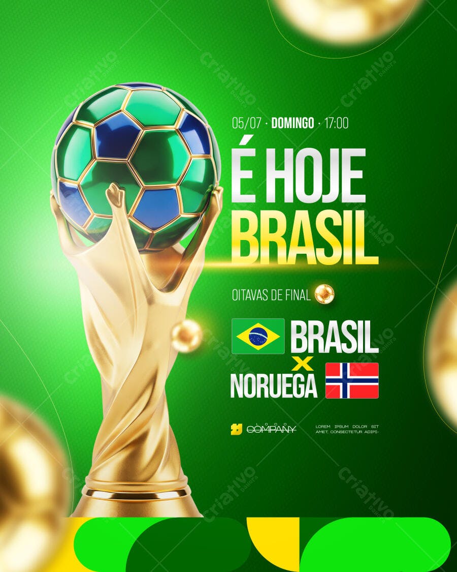 Post Instagram Copa do Mundo Brasil Futebol PSD Editável