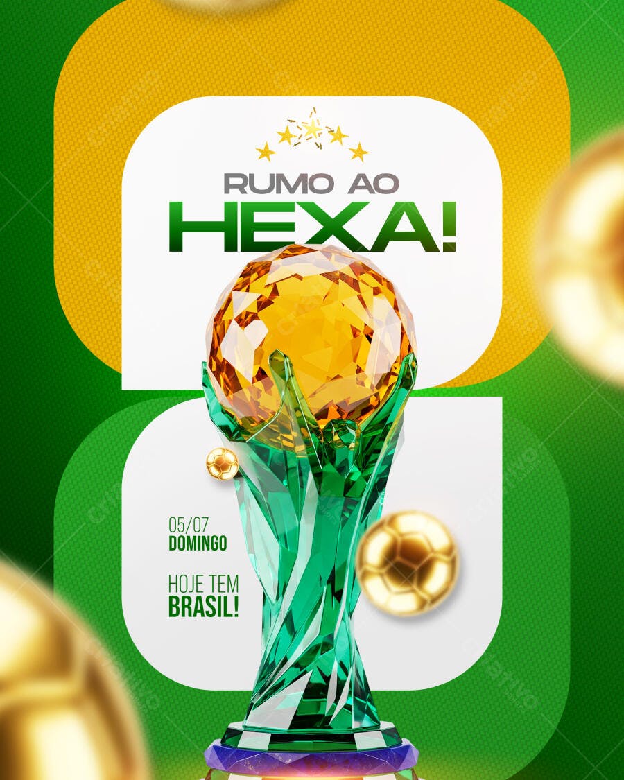 Post Instagram Copa do Mundo Brasil Rumo ao Hexa PSD Editável
