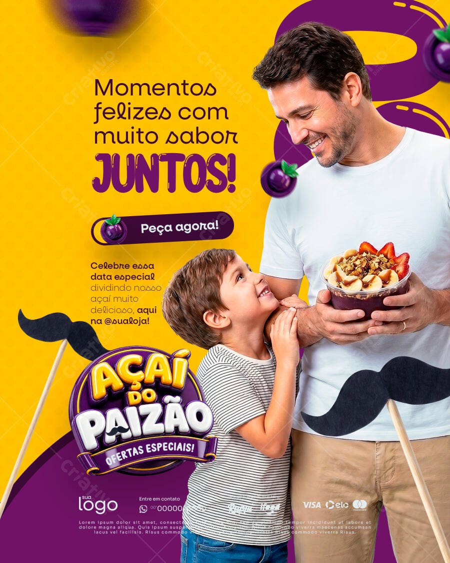 Post Instagram Dia dos Pais Açaí PSD Editável
