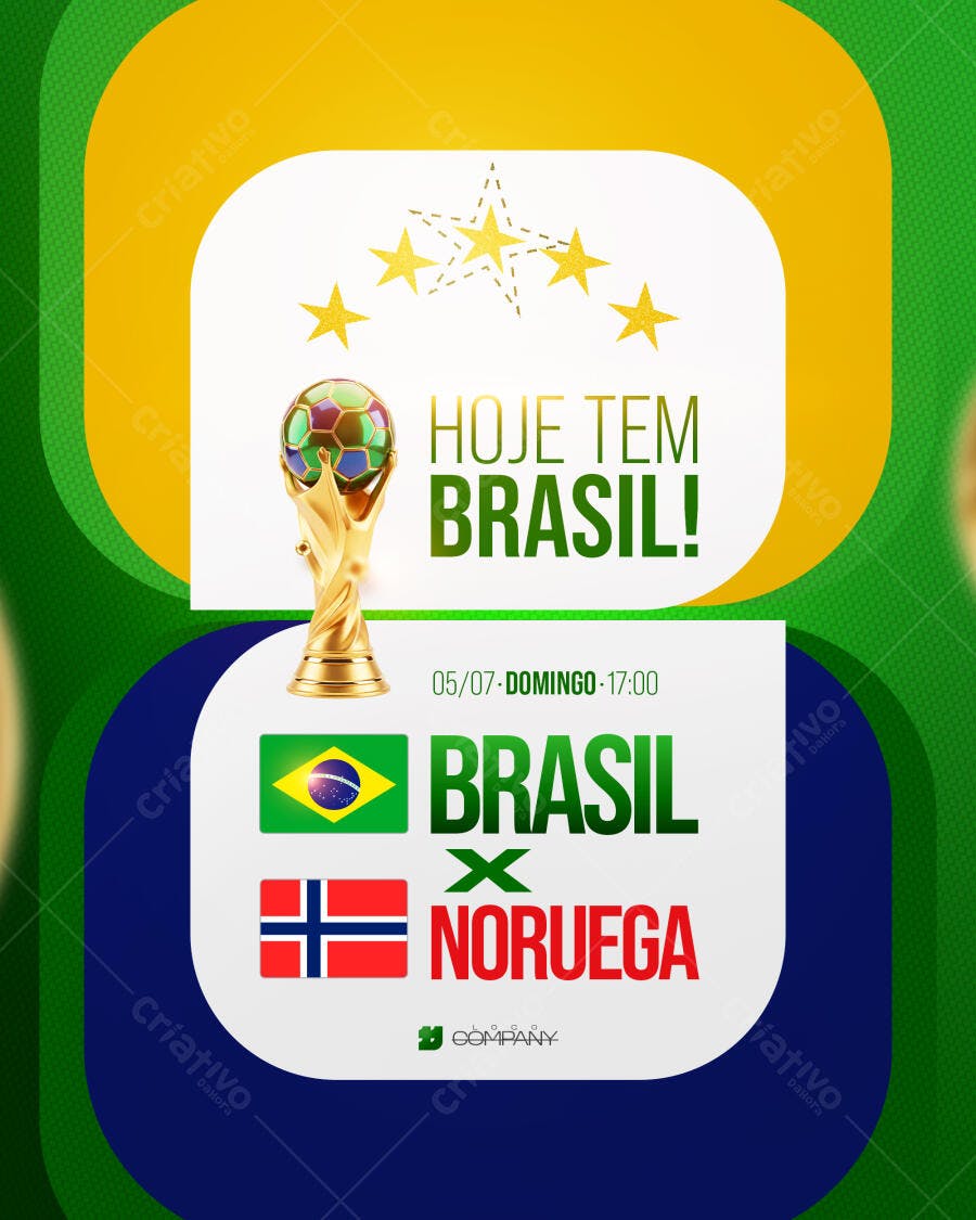 Post Instagram Jogo Brasil Futebol PSD Editável