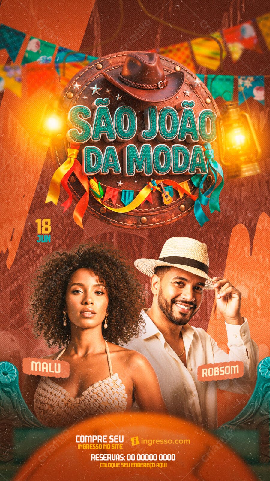 Post Instagram São João da Moda Festa Junina PSD Editável