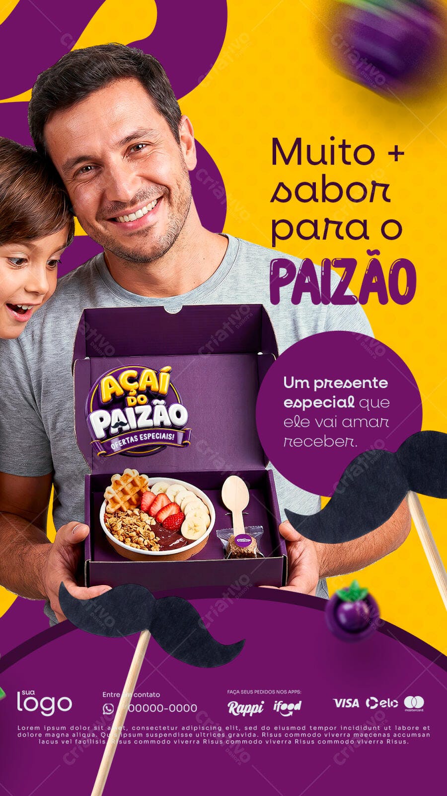 Story Dia dos Pais Açaí Delivery PSD Editável