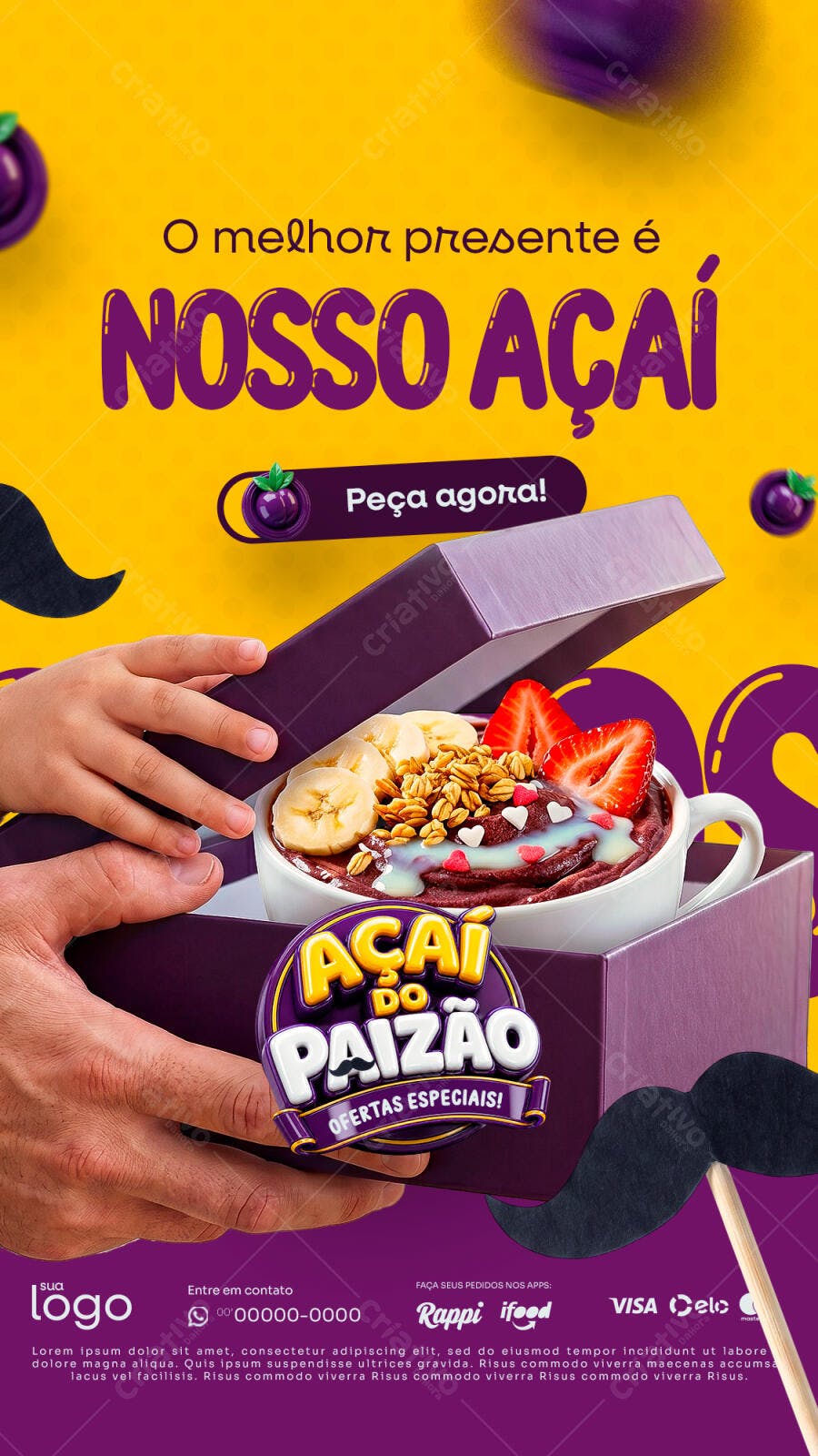 Story Dia dos Pais Açaí do Paizão PSD Editável