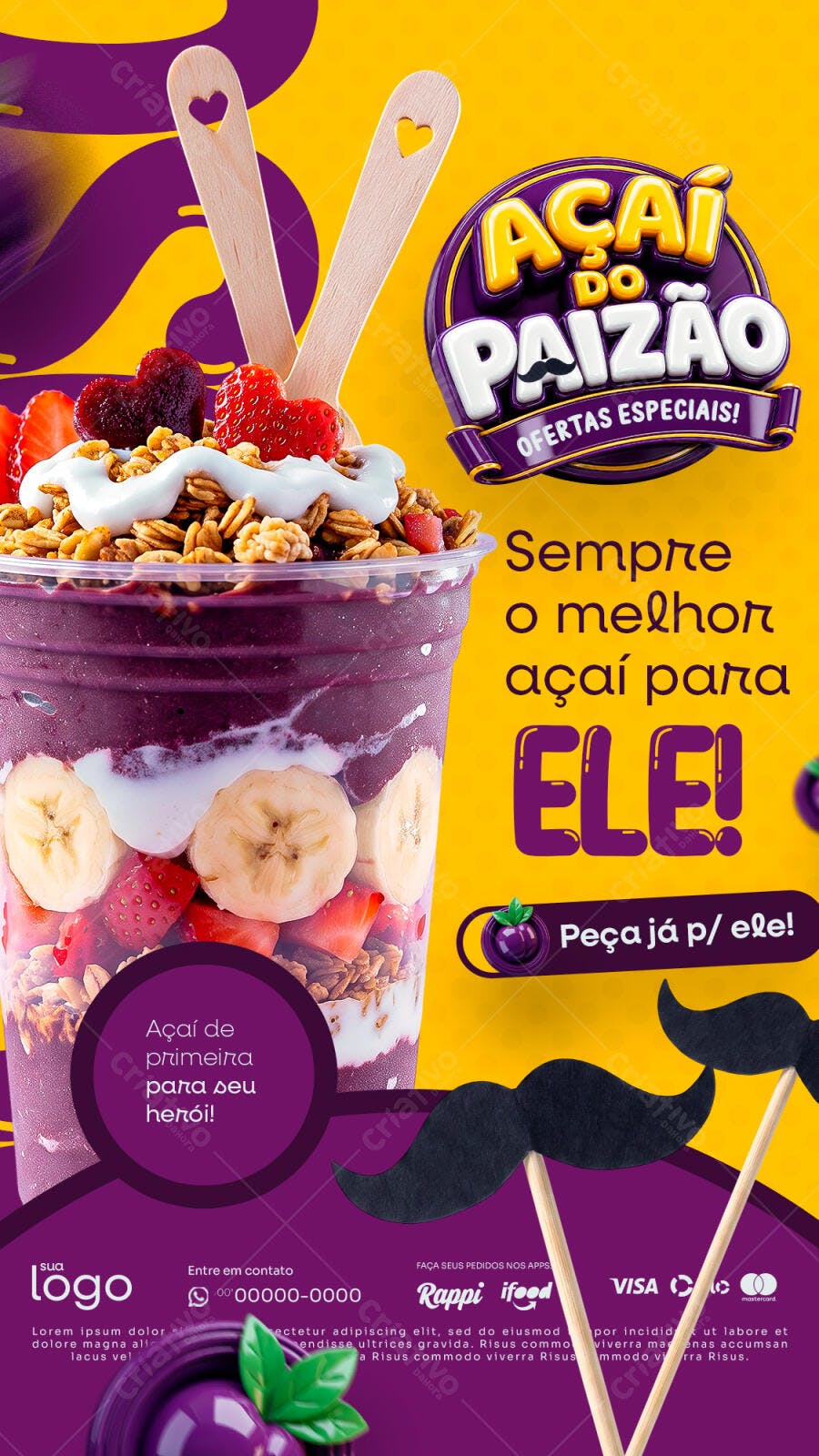 Story Dia dos Pais Açaí do Paizão PSD Editável