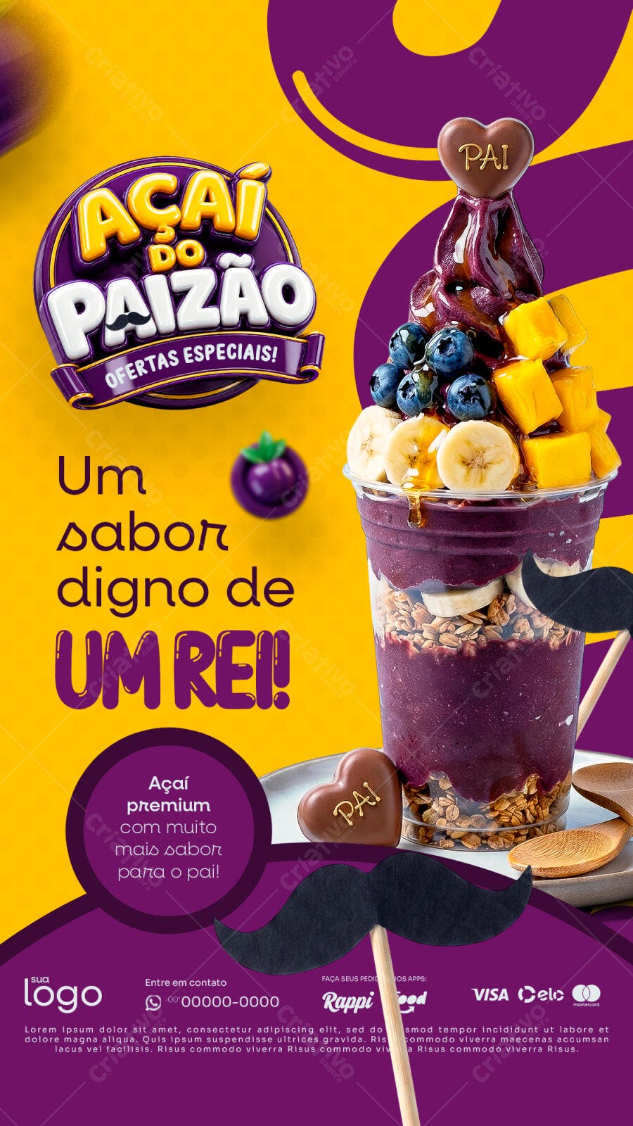 Story Dia dos Pais Açaí Do Paizão PSD Editável