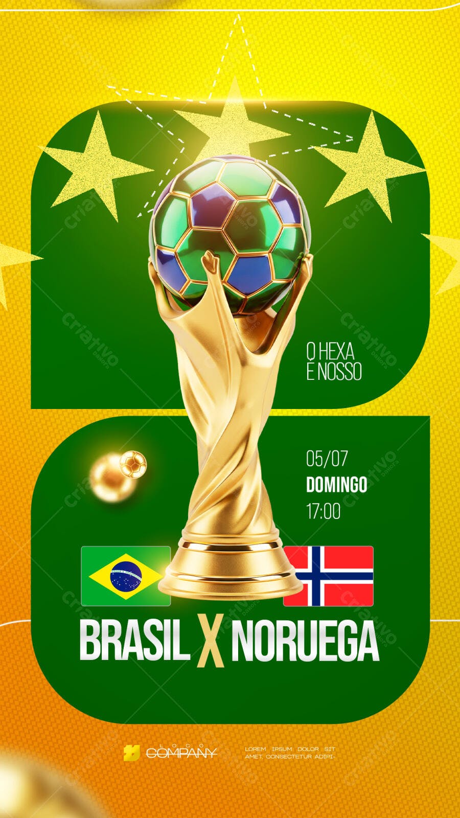 Story Futebol Brasil Noruega Copa PSD Editável