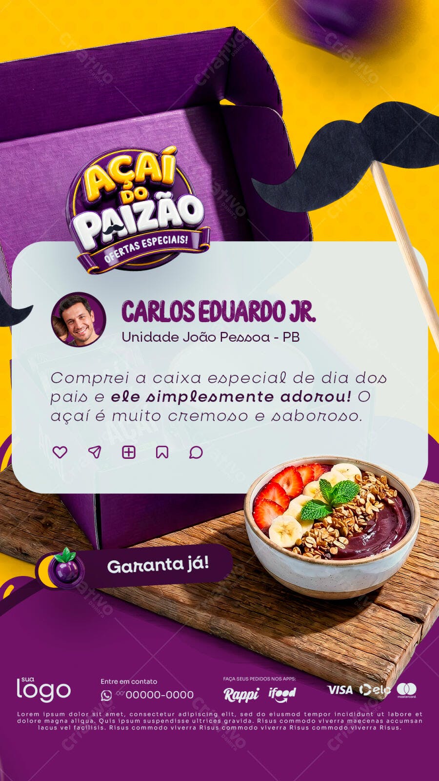 Story Instagram Dia dos Pais Açaí do Paizão PSD Editável