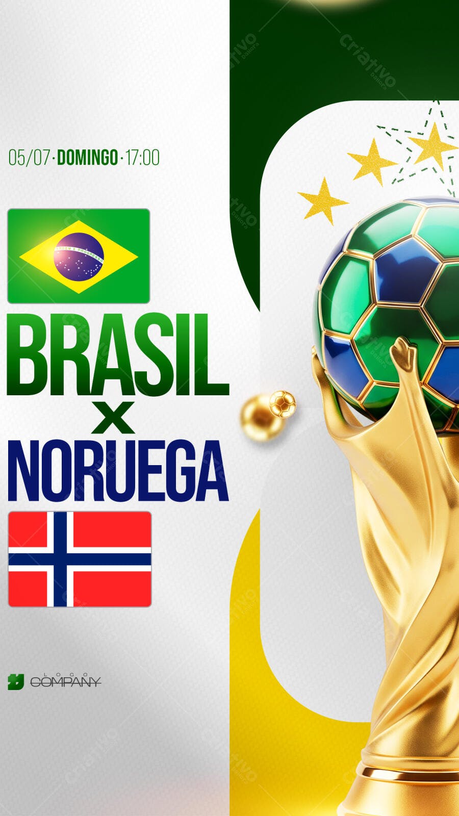 Story Instagram Futebol Brasil Noruega PSD Editável