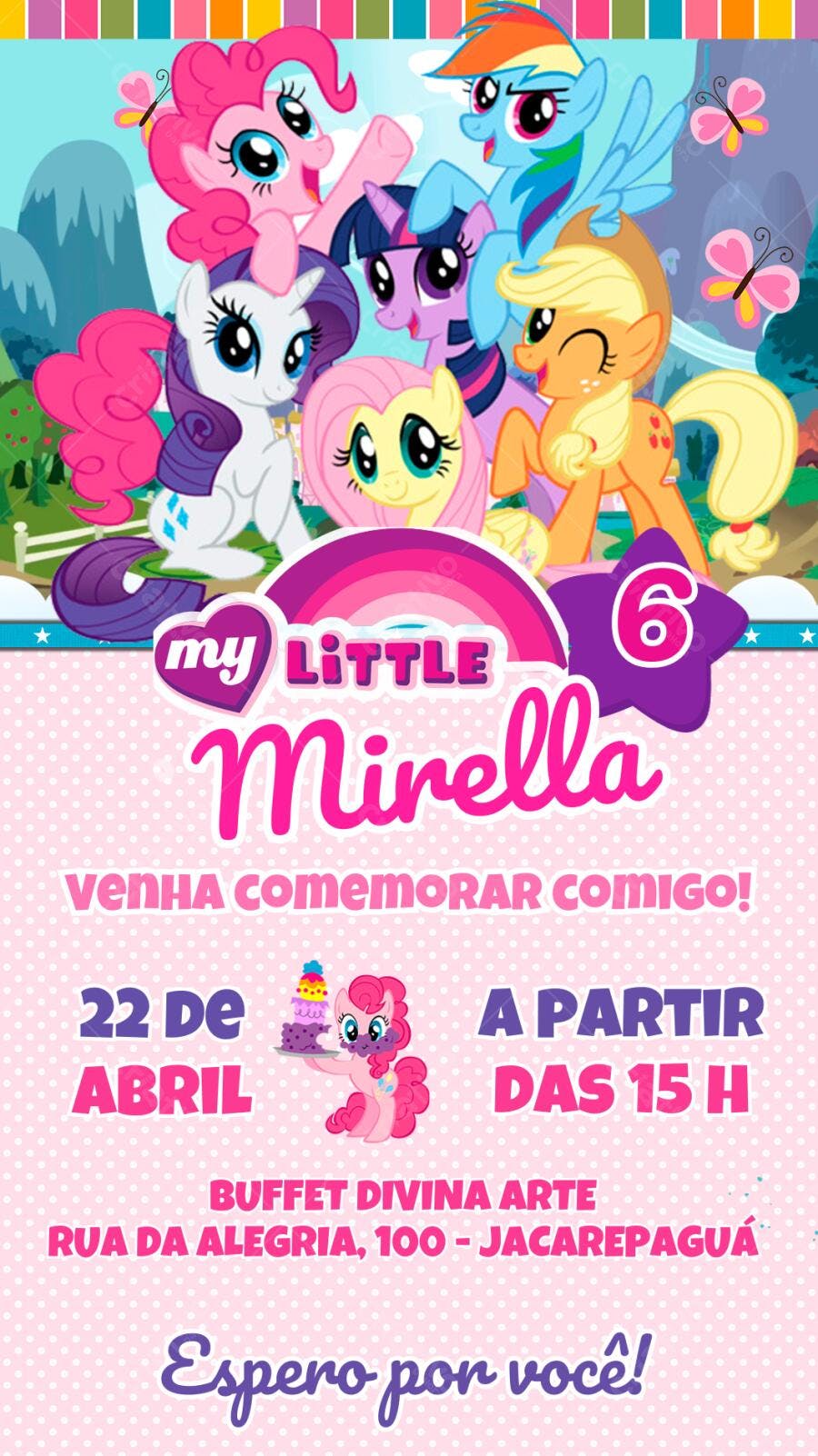 Convite Aniversário My Little Pony 6 Anos Editável