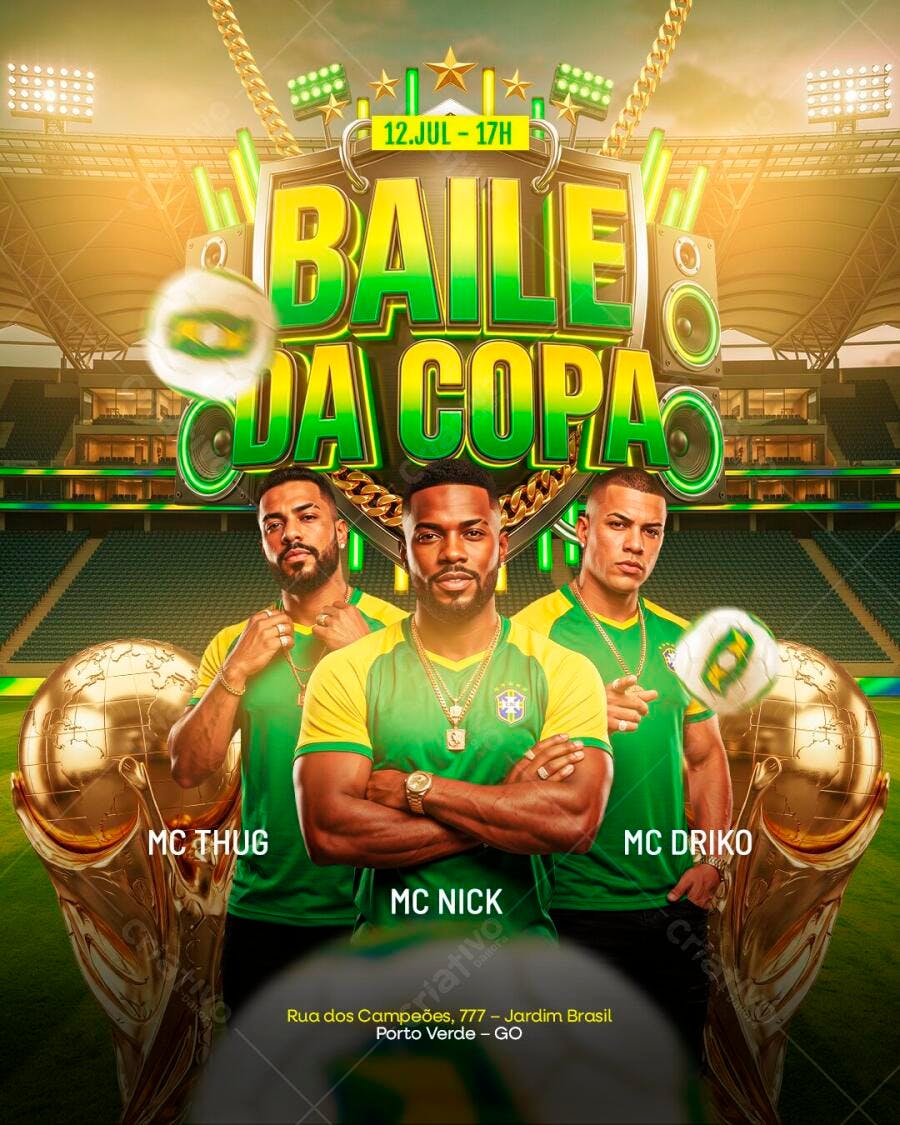 Flyer Baile da Copa Evento de Futebol PSD Editável