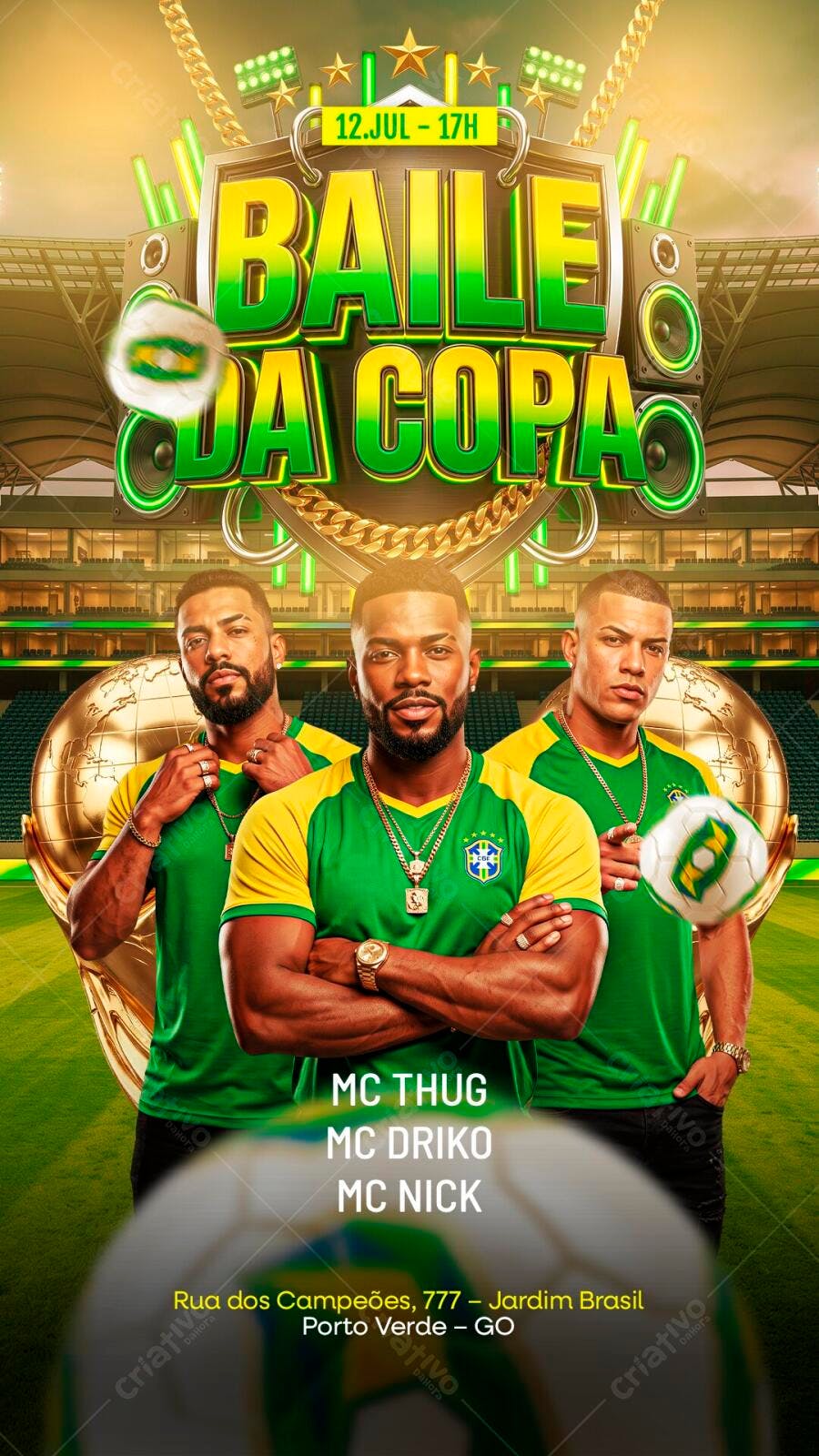 Flyer Baile da Copa Futebol Julho PSD Editável