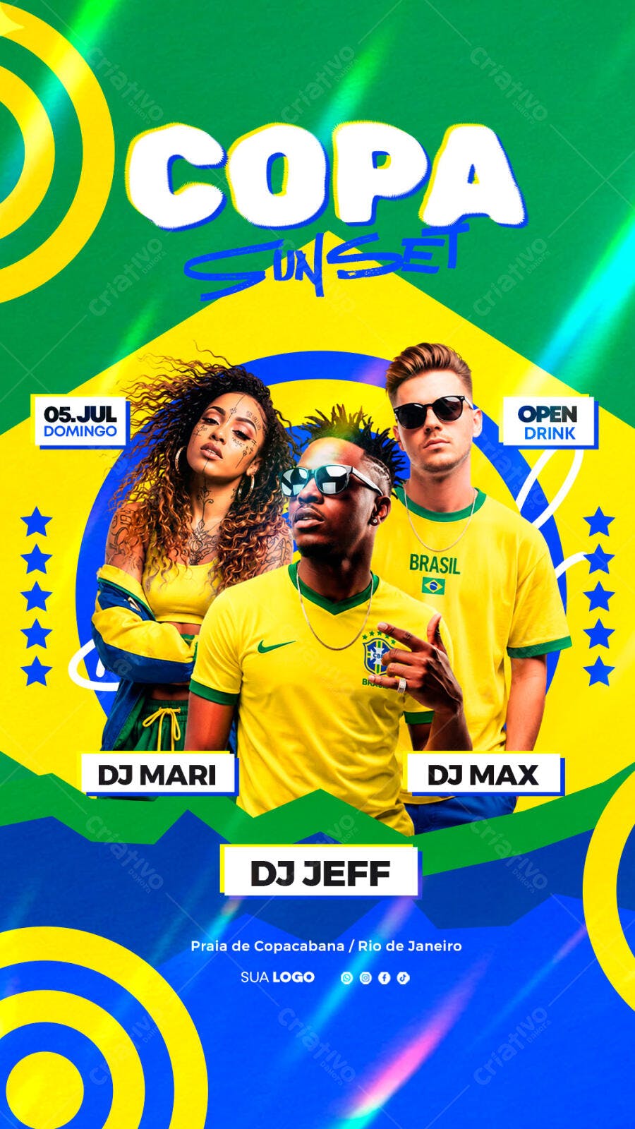 Flyer Copa Sunset Brasil Evento PSD Editável
