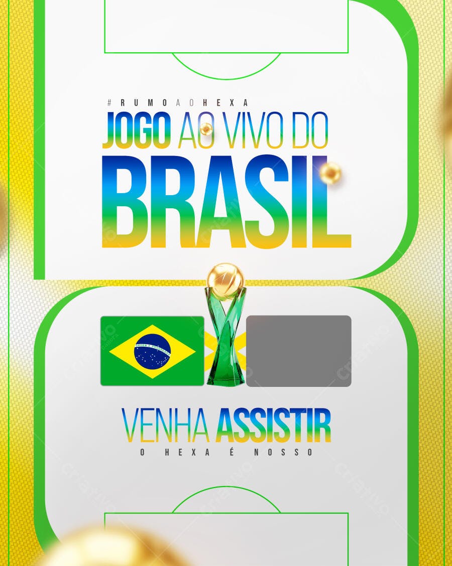 Flyer Jogo do Brasil Copa do Mundo PSD Editável