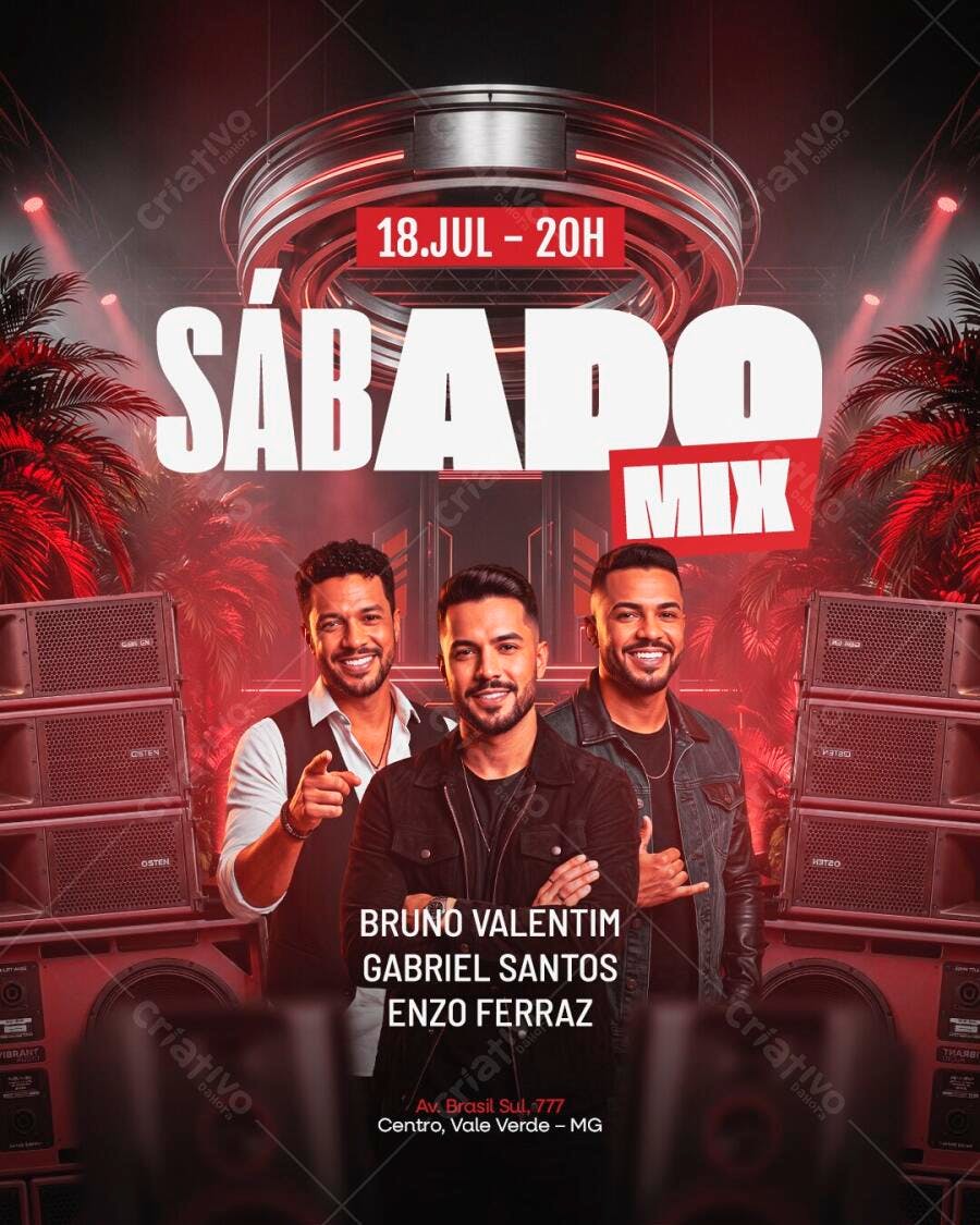 Flyer Sábado Mix Festa Balada Sertanejo PSD Editável